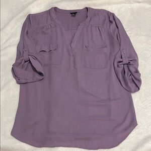 Torrid Purple 3/4 Sleeve Mandarin Collar Blouse